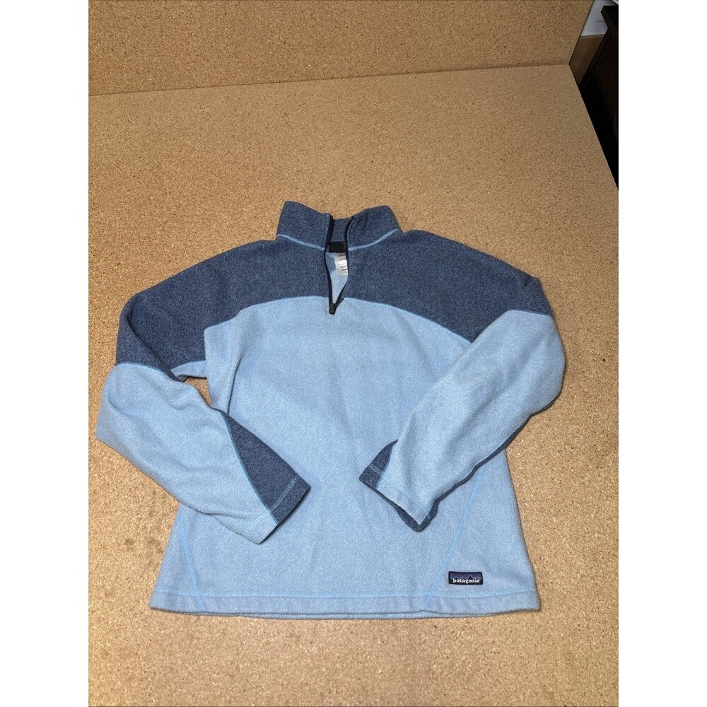 Patagonia Synchilla Womens Size L -1/4 Zip Pullover Fleece Top -Blue on Blue D1